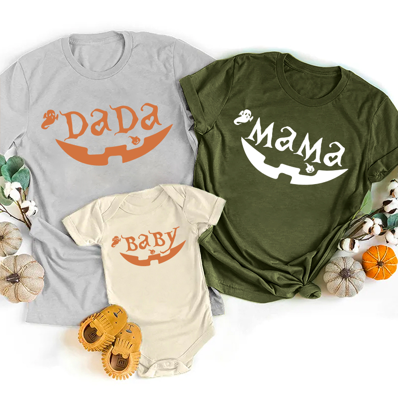 Ghost Pumpkin Halloween Personalized Family  Matching Shirts