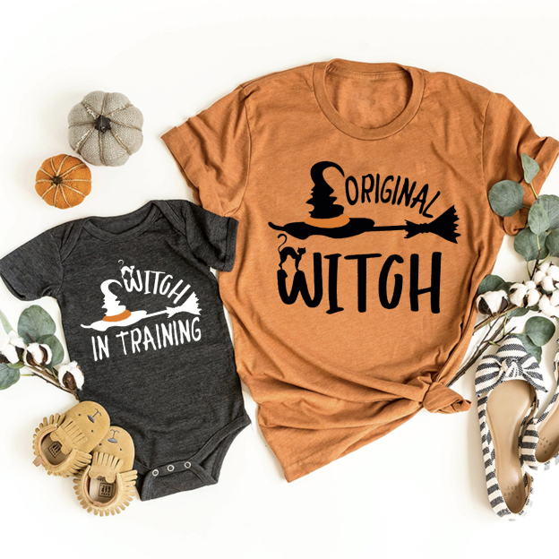 Original Witch & Witch in Training  Matching Halloween Shirts