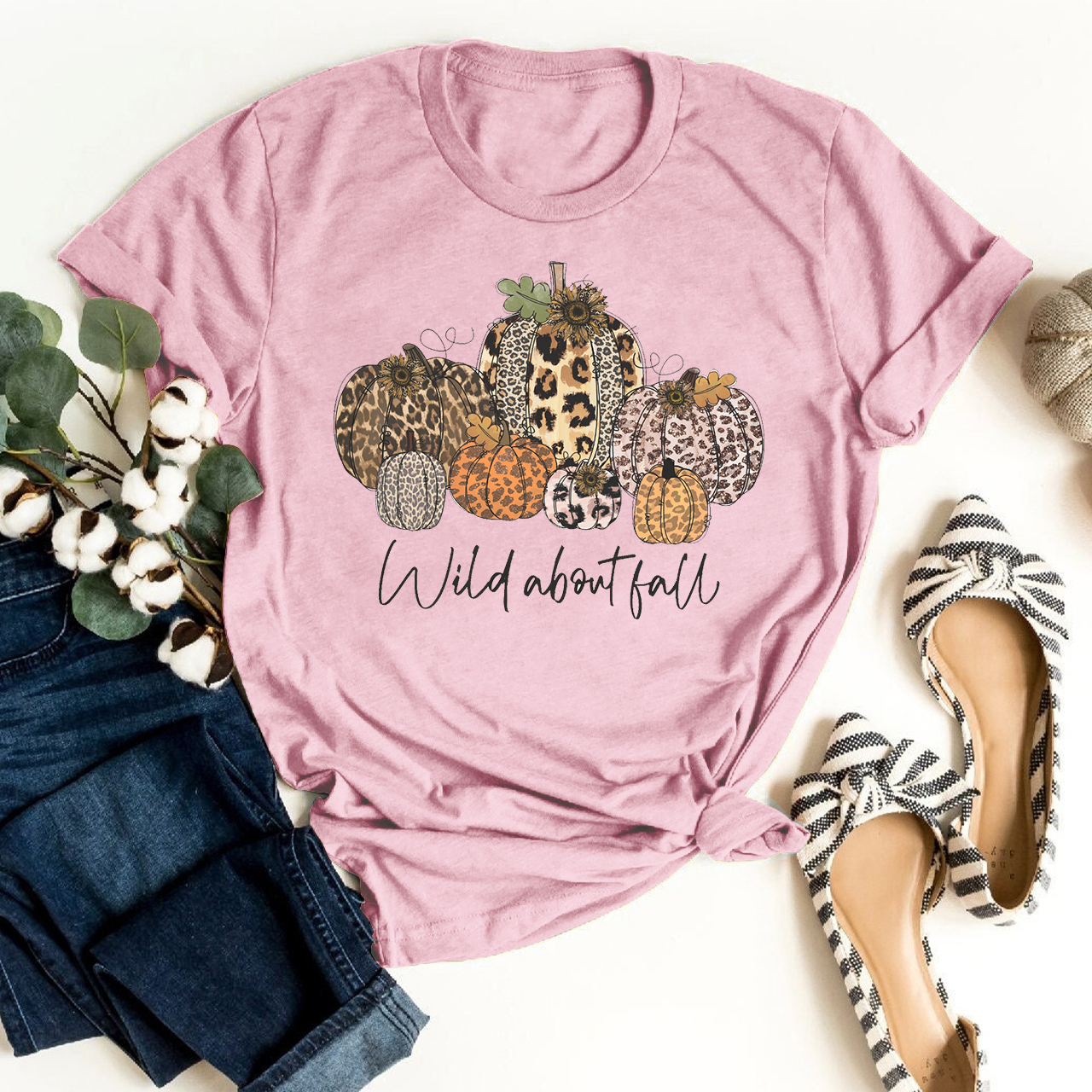 Wild About Fall Leopard Pumpkin Shirts