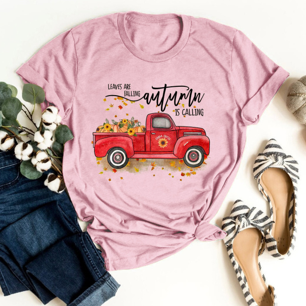 Leaves Are Falling Red Truck Fall Tees