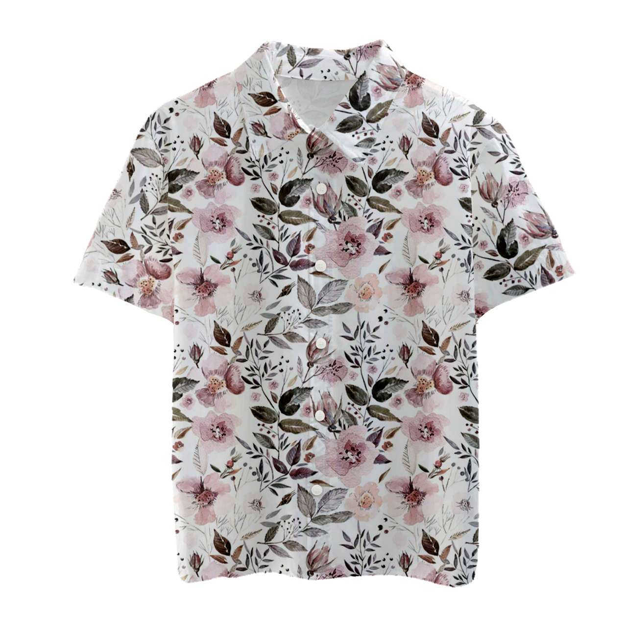 Ink Pink Florals Matching Button Shirt