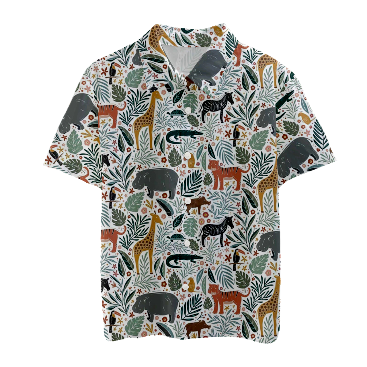 Beach Jungle Wind Animals Matching Button Shirt