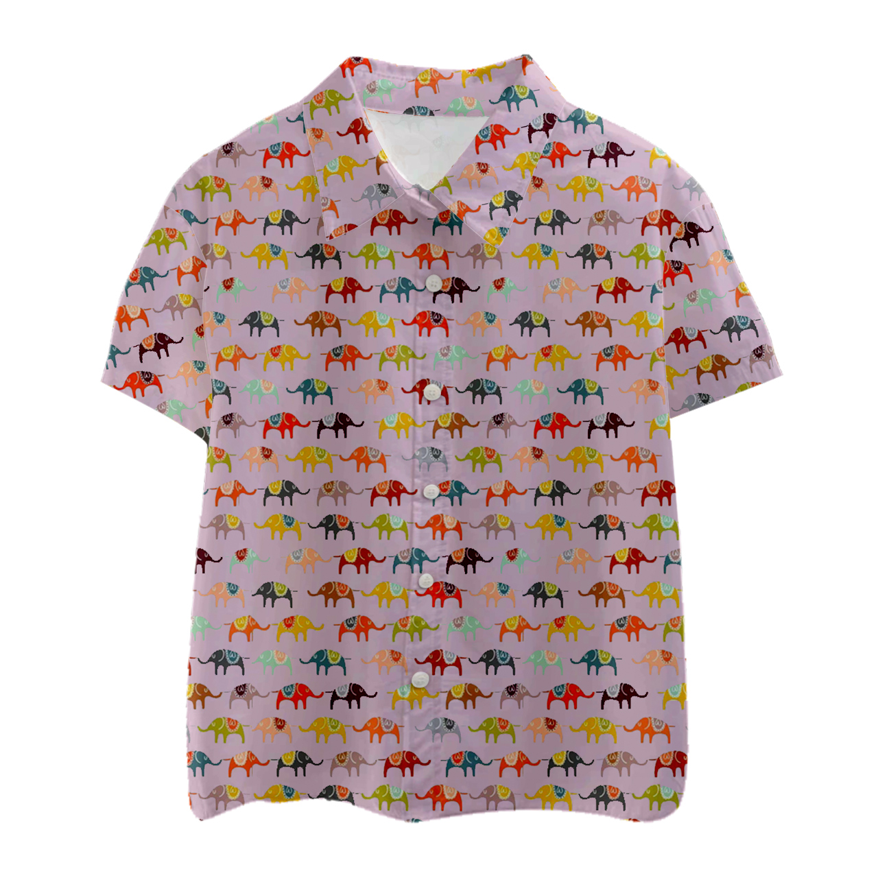 Colorful Elephant Kids Button Shirt