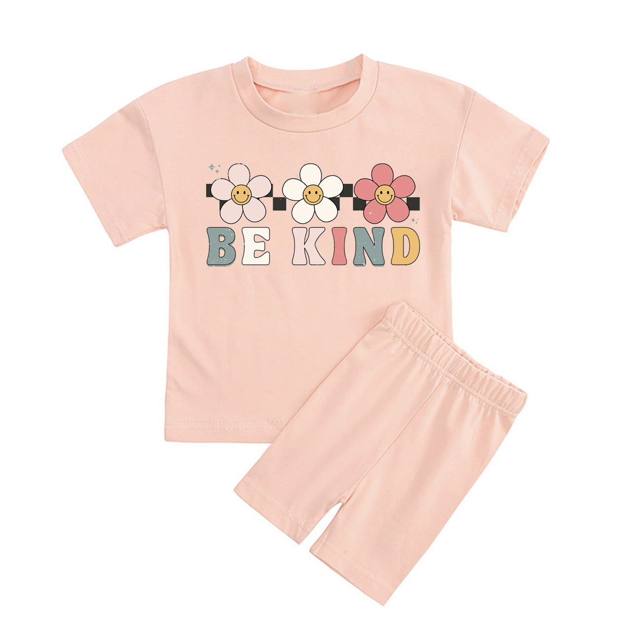 Be Kind Florals Kids Biker Shorts&Tee