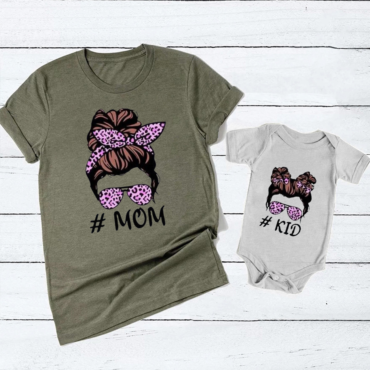 Cute Girl Sunglasses Matching Tees For Mom&Me