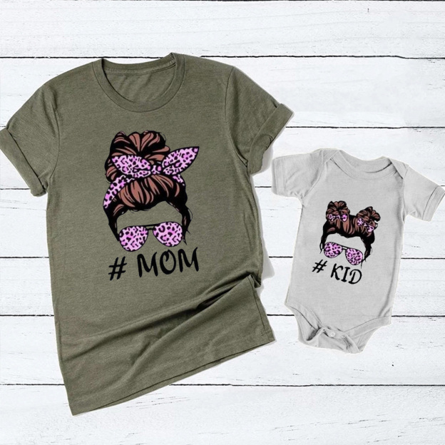 Cute Girl Sunglasses Matching Tees For Mom&Me