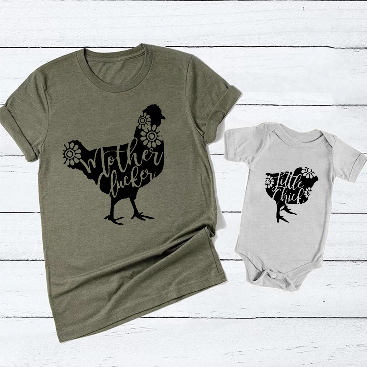 Mother Clucker&Little Chick Matching Tees For Mother's Day