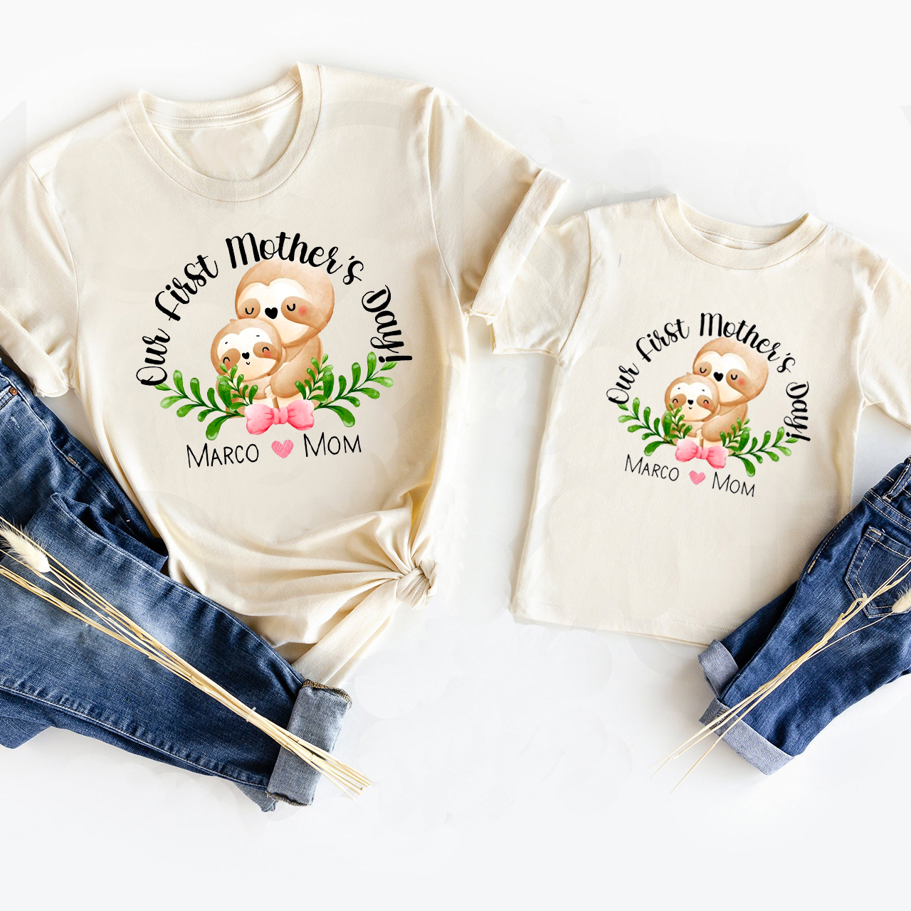 Our First Mother's Day Sloth Mom And Me Tees