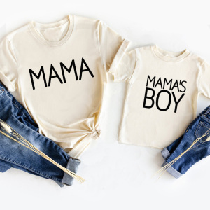 Image of Mama or Mama's Boy & Girl Mother's Day Gift Matching T-Shirt