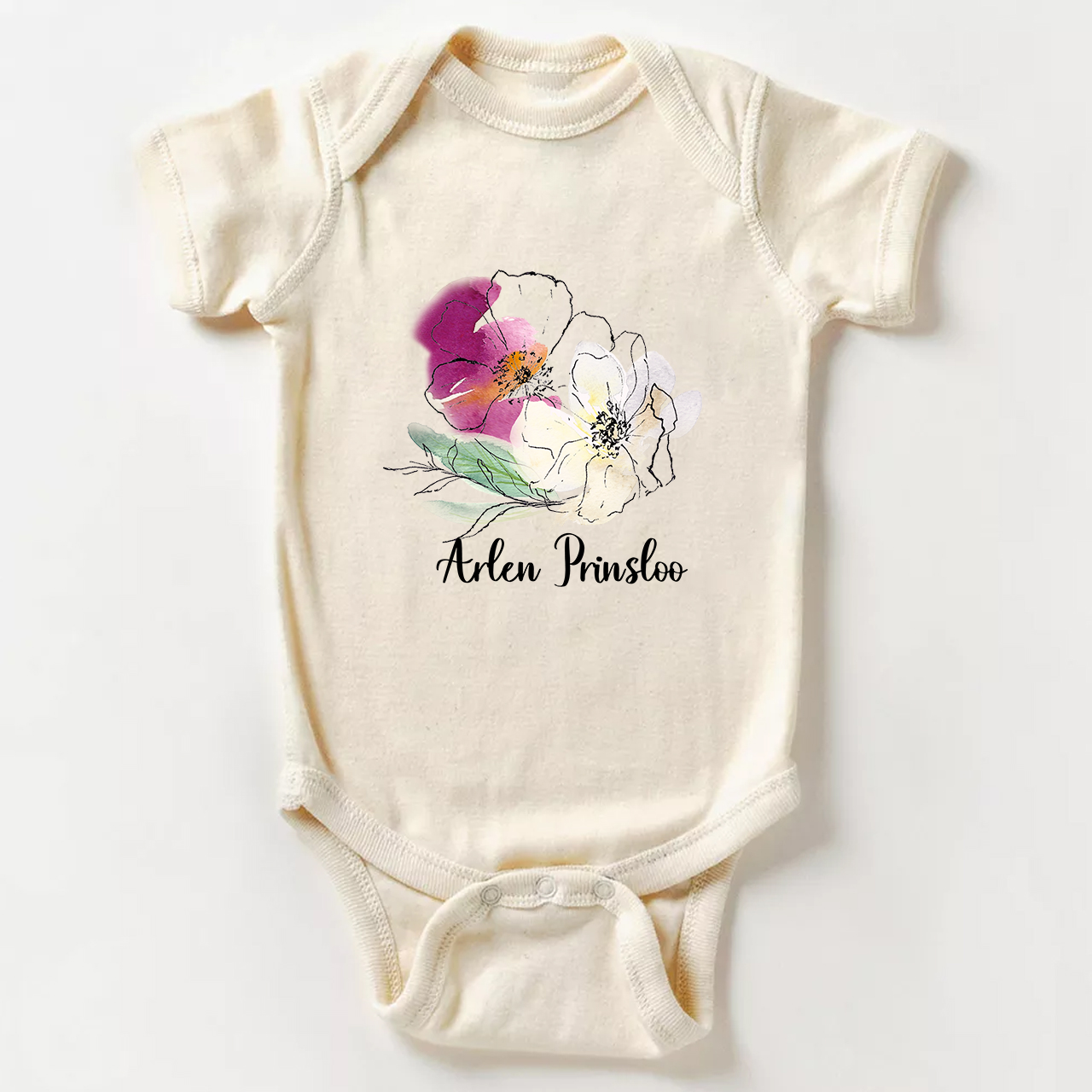 Personalized Ink Flowers Baby Bodysuit