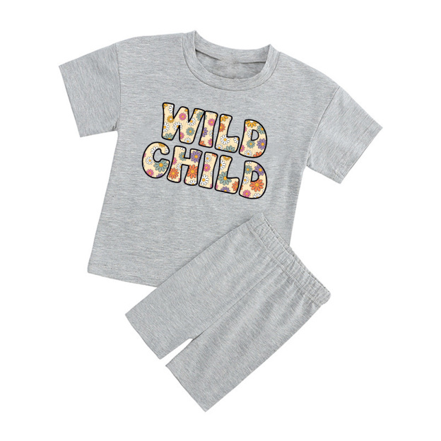 Wild Child Florals Kids Biker Shorts&Tee