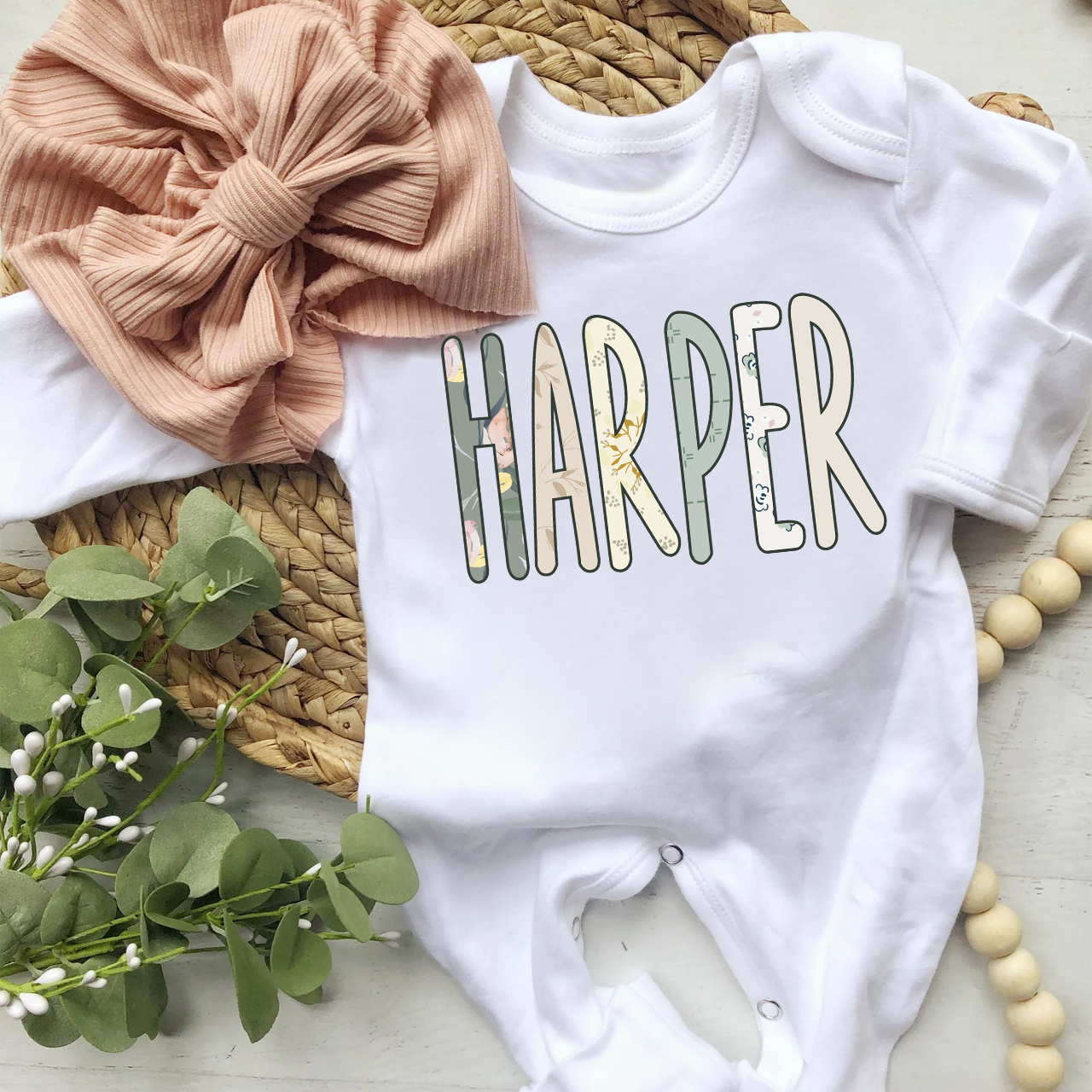 Personalized Pattern Name Coming Home Outfit Gift For Baby