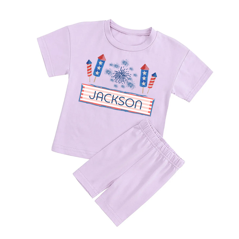 Independence Day Personalized Kids Biker Shorts&Tee Sale-Beepumpkin™