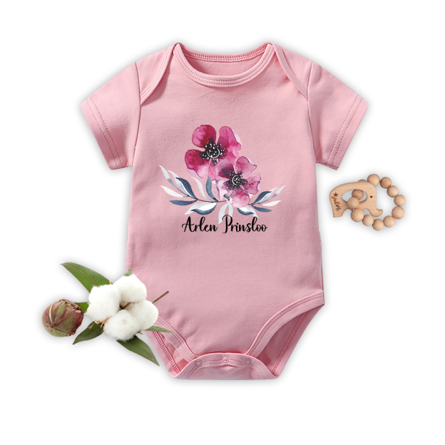 Personalized Ink Flowers Baby Bodysuit