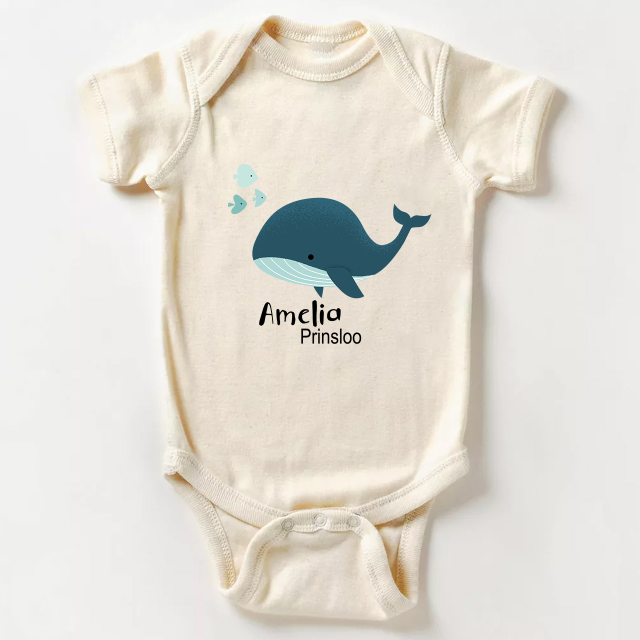 Personalized Blue Whale Baby Bodysuit