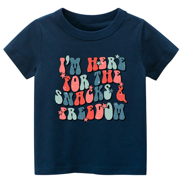 I'm Here For The Snacks&Freedom Independence Day Toddler Tees