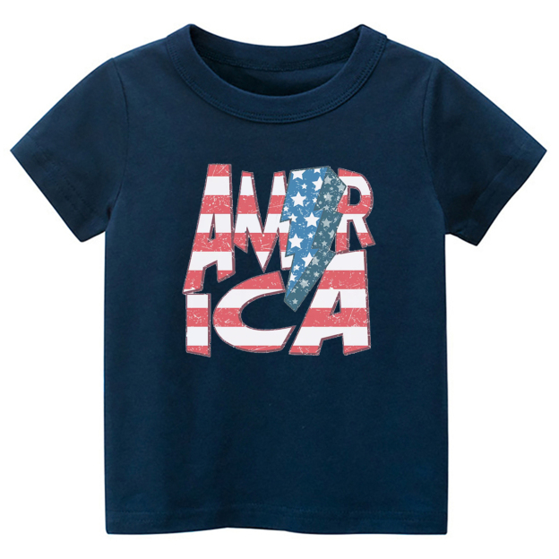 America Red Blue Flag Retro Toddler Tees