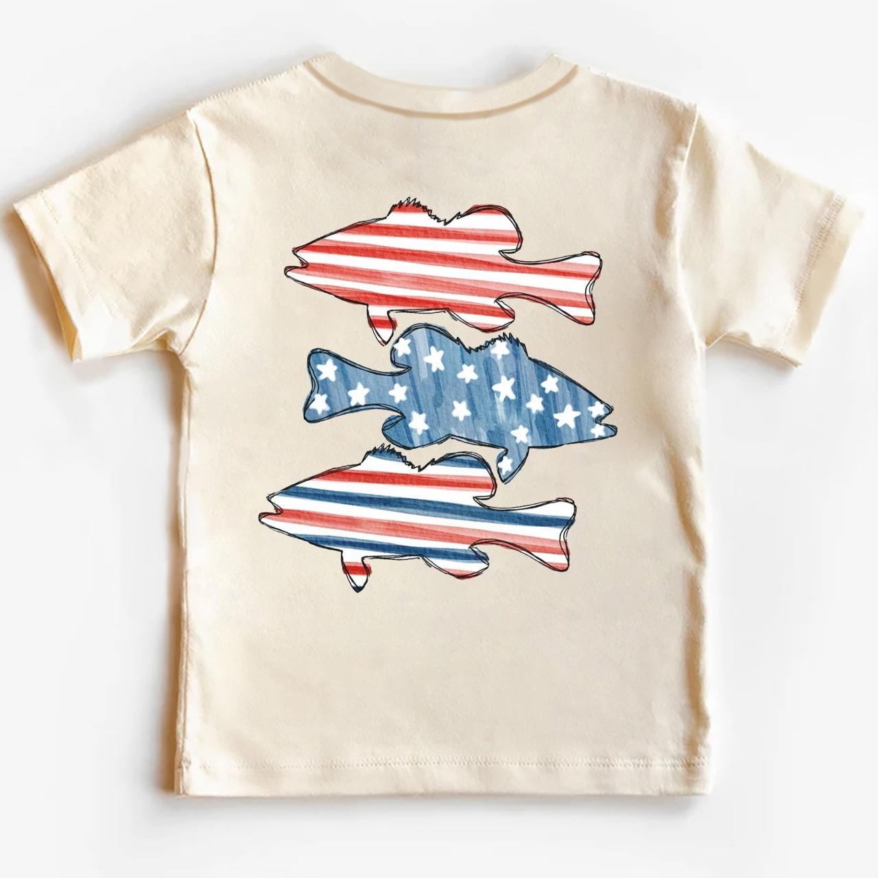 Personalized Fish American Flag Toddler Tees