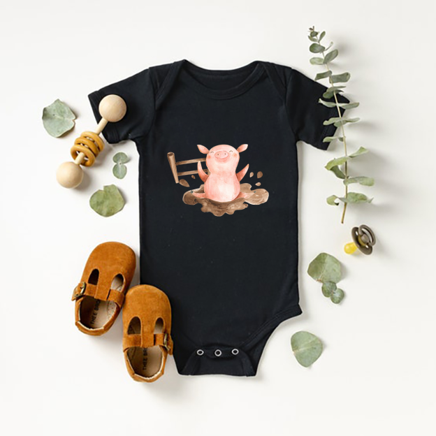 Personalized Mud Pig Baby Bodysuit