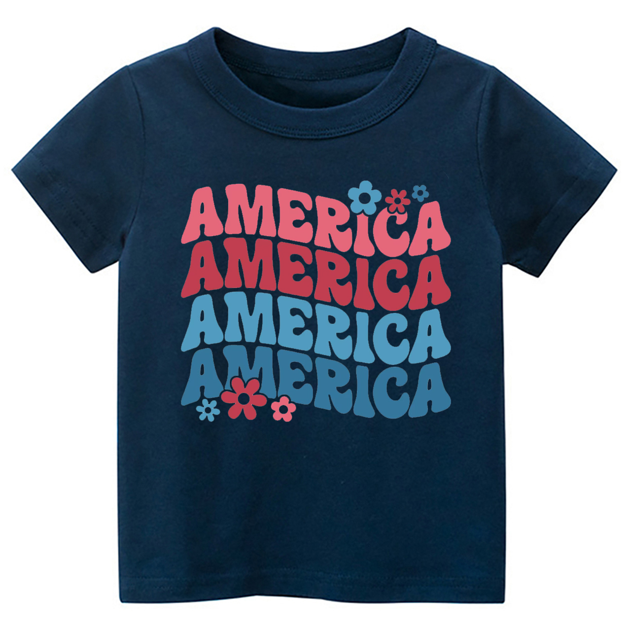 America Flower Independence Day Kids Shirt