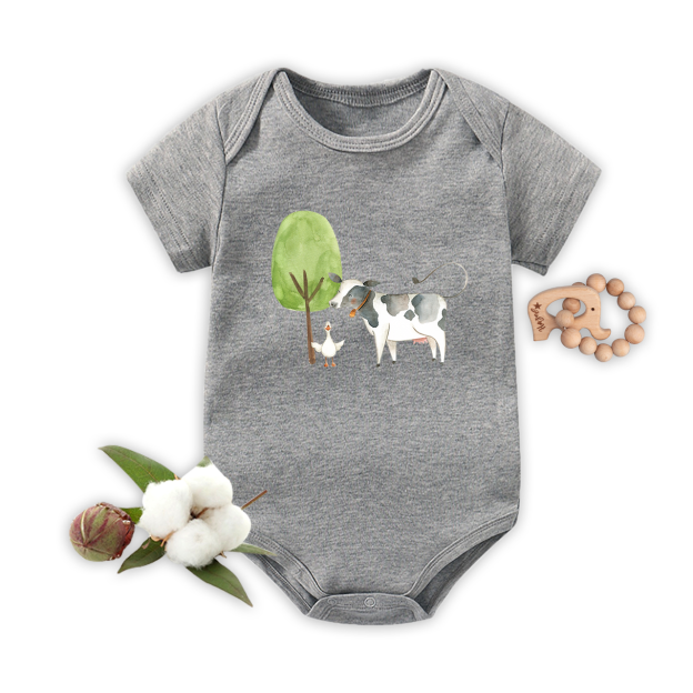 The Story Of the Farm Cow And The Gosling Baby Bodysuit