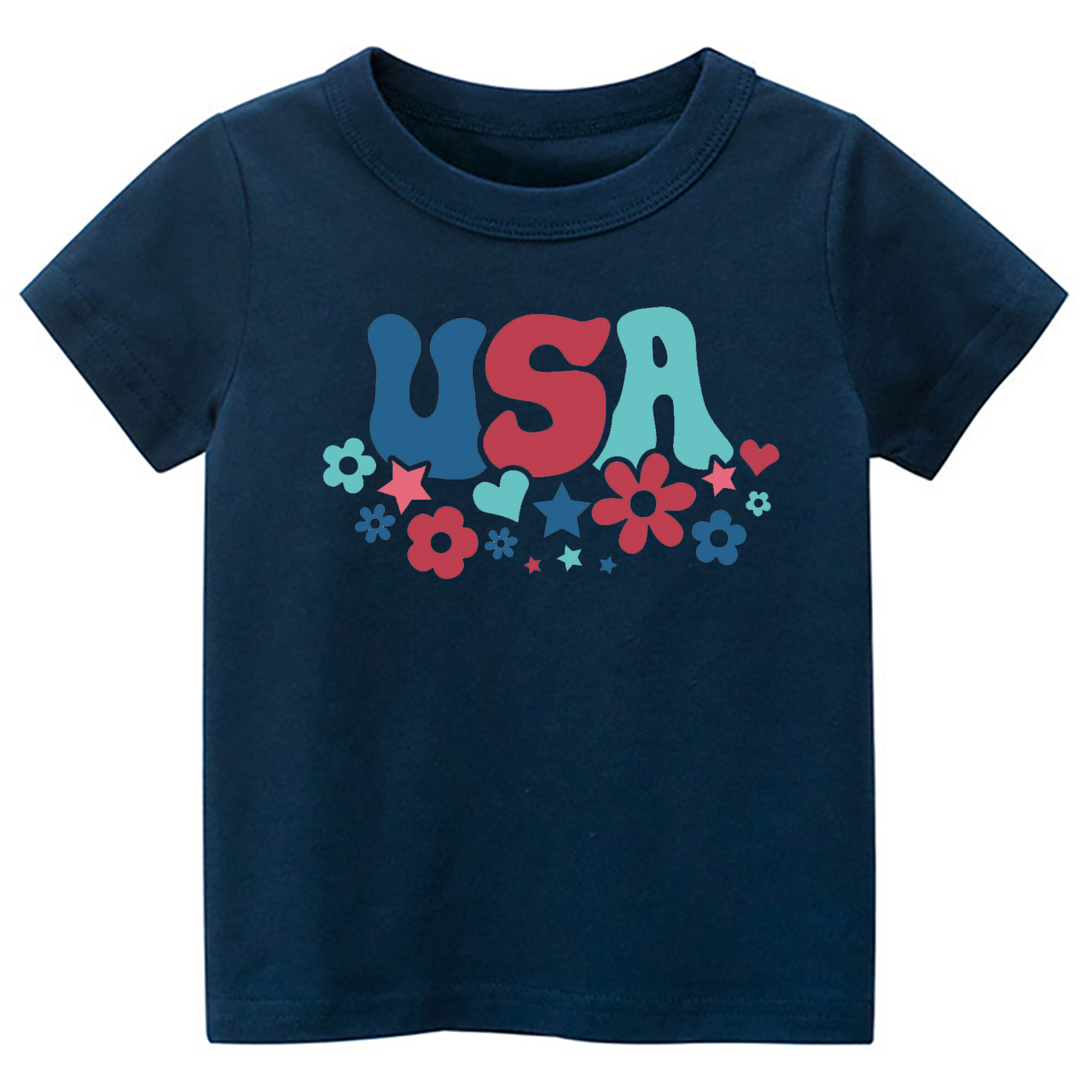 Cute USA Flower Independence Day Toddler Tee
