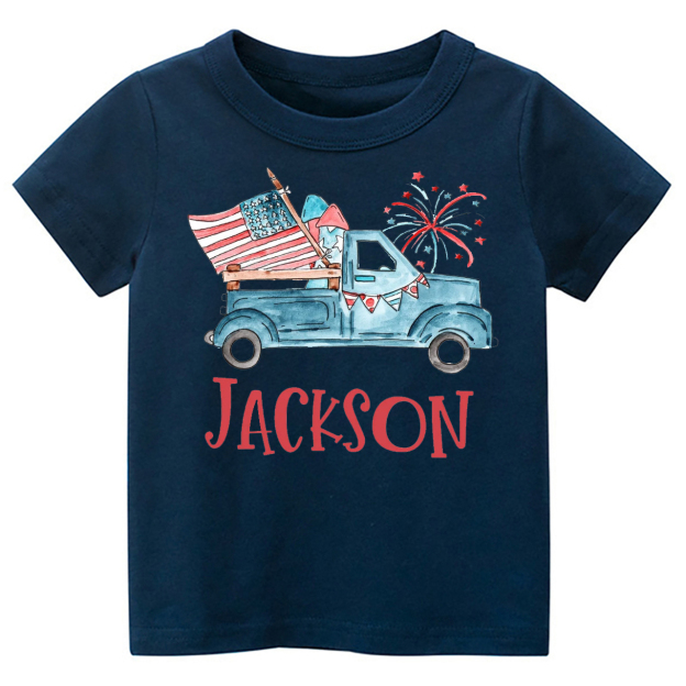 Personalized Patriotic Truck Fourth Of July Kids Shirt