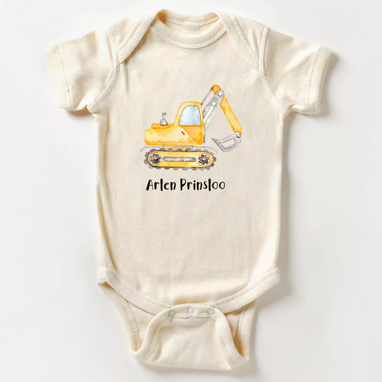 Personalized Excavator Baby Bodysuit
