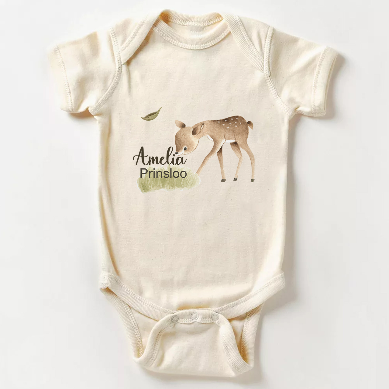 Personalized Deer Grazing Baby Bodysuit