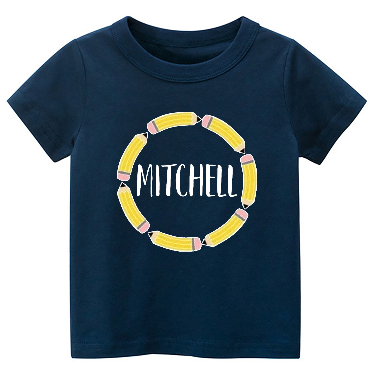 Personalized Pencil Circle School Retro Kids Shirts
