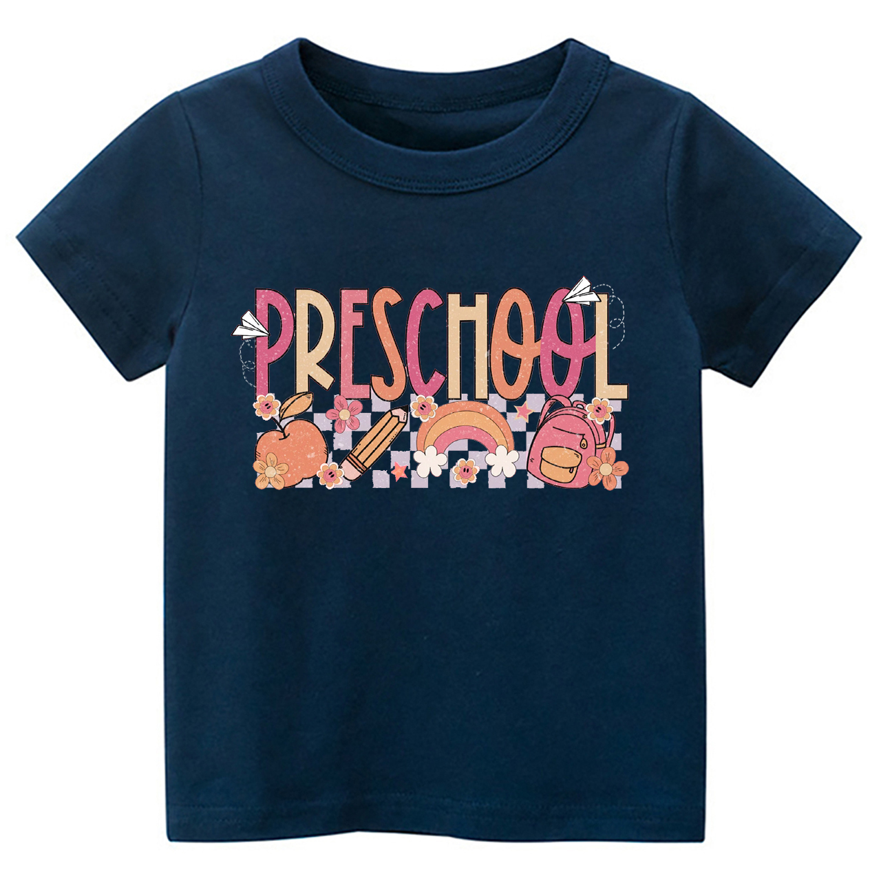 Preschool Apple Pencil Rainbow School Bag Kids Shirt