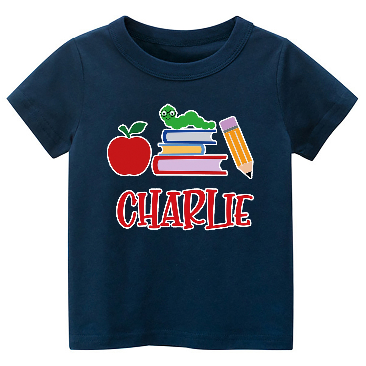Personalized Apple Pencil Books School Kids Shirt