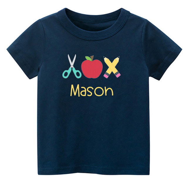 Personalized Back To School Scissors Apple Pencil Kids Shirt
