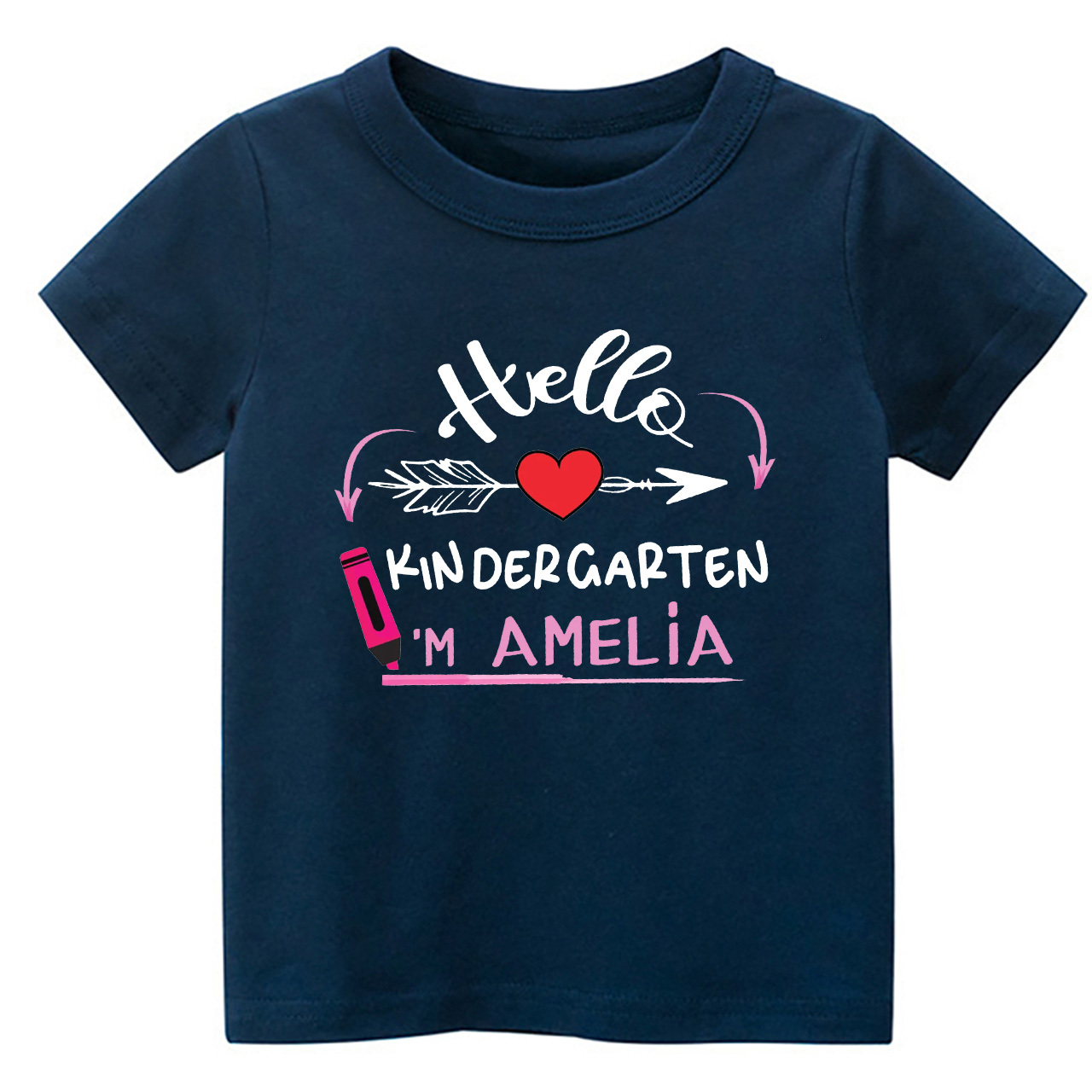 Personalized Name Hello Kindergarten School Kids T-shirts