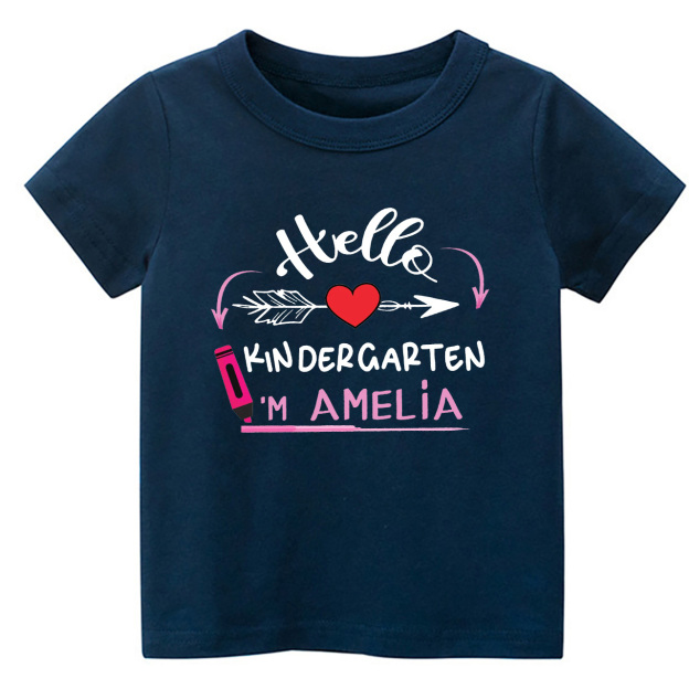 Personalized Name Hello Kindergarten School Kids T-shirts