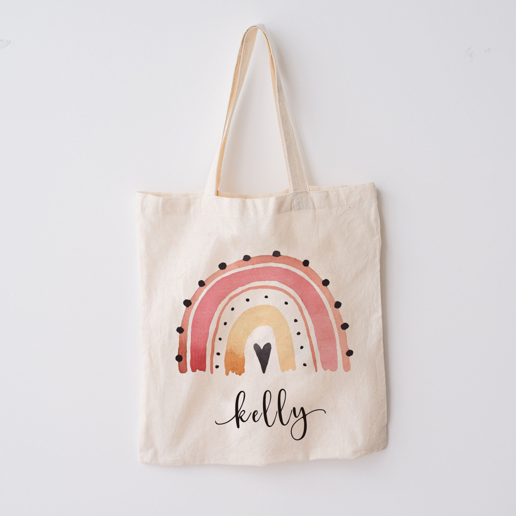 Personalized Lovely Pink Kids Name School Tote Bag