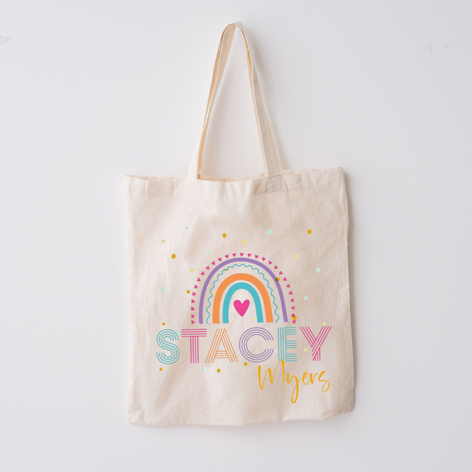 Personalized Line Kids Name School Tote Bag