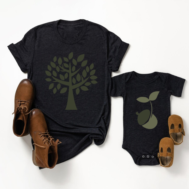 Tree And Hazelnut Shirts For Dad And Me