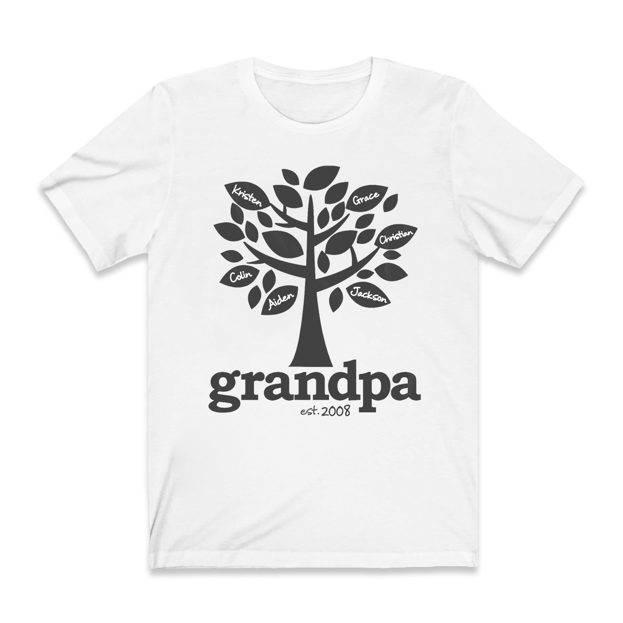 Personalized Family Tree Grandpa Established T-shirt