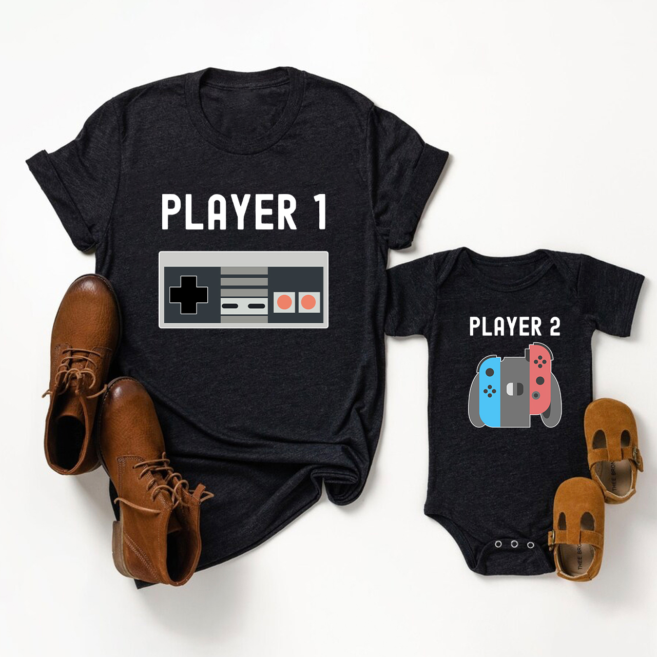 Retro Video Game Dad and me Matching Gift Shirt