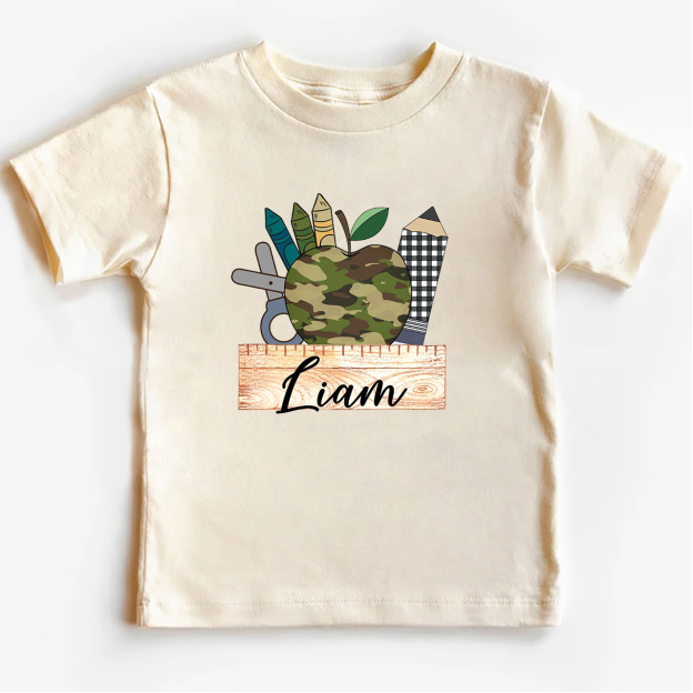 Personalized Camo Apple Plaid Pencil Tees