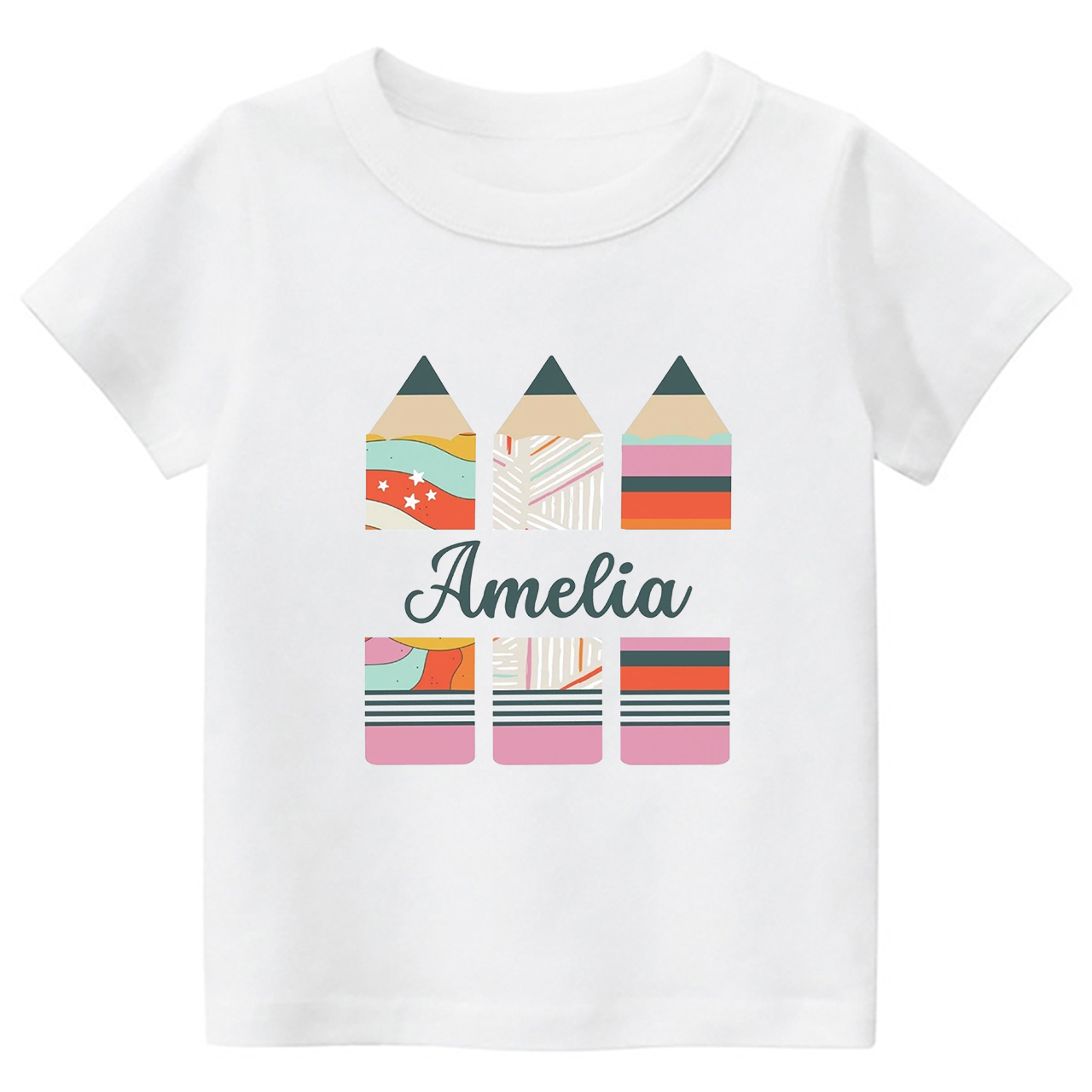 Personalized Geometric Retro Pencil Kids Shirts