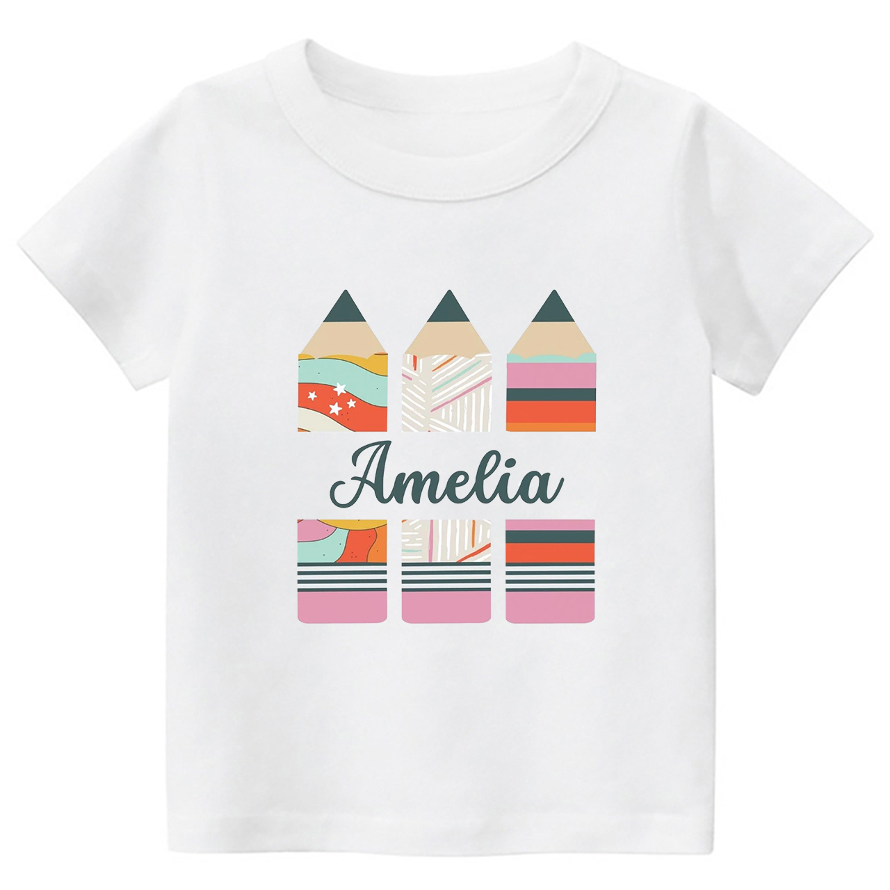 Personalized Geometric Retro Pencil Kids Shirts