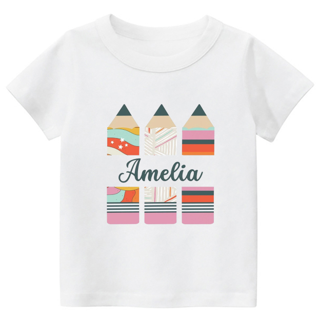 Personalized Geometric Retro Pencil Kids Shirts