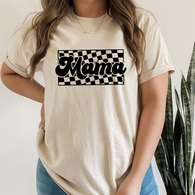 Retro Checkered Mama Shirts