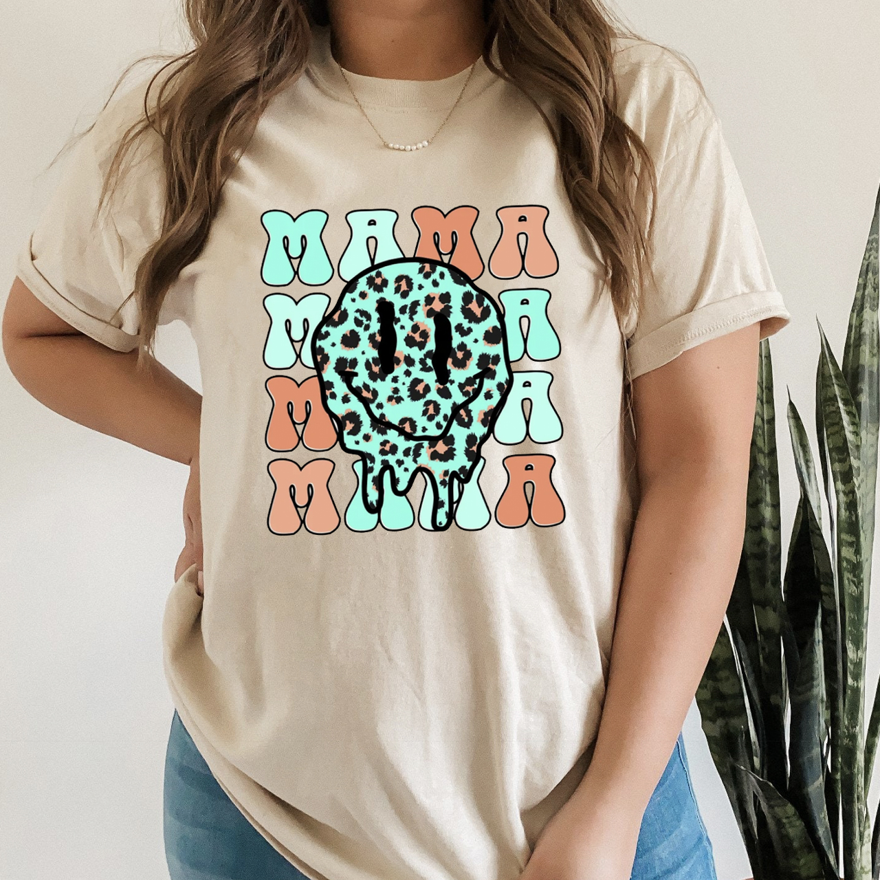 Retro Smiley Face Collage Happy Mama Shirt