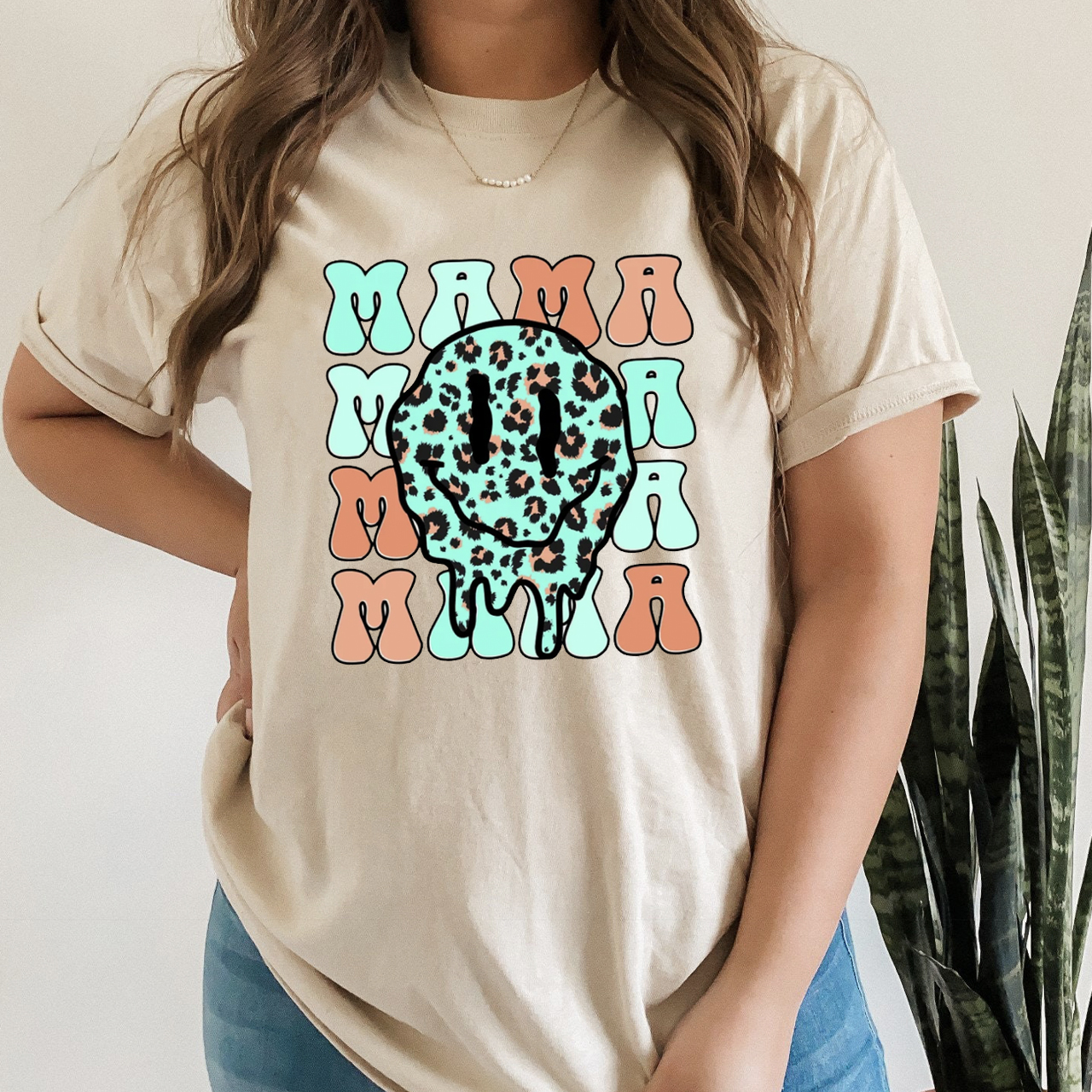Retro Smiley Face Collage Happy Mama Shirt