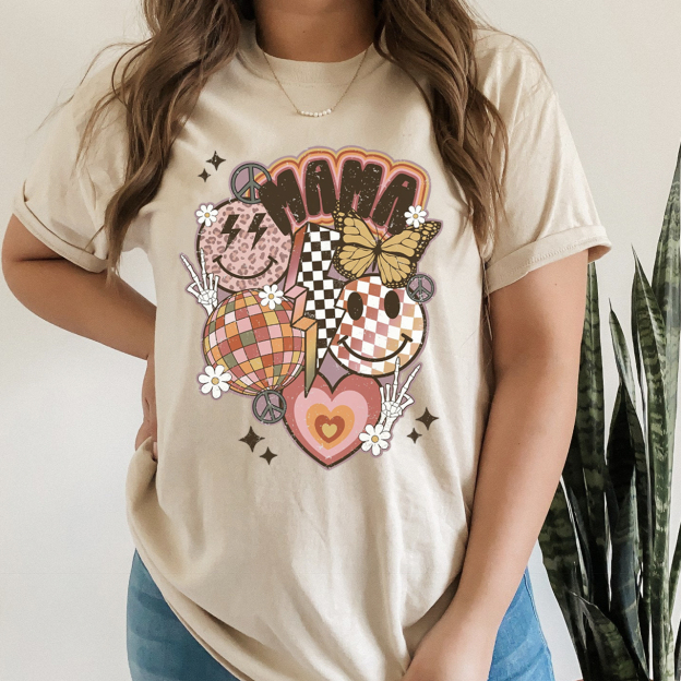 Retro Smiley Funny T-shirt For Mama
