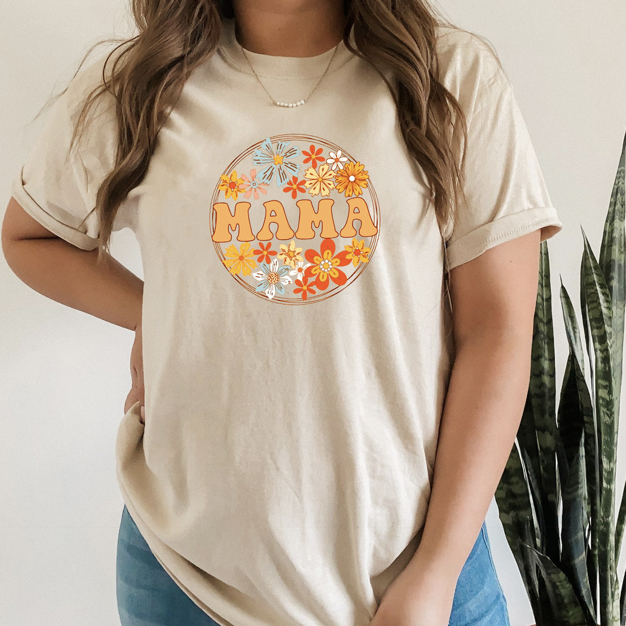 Retro Wild Flowers Mama Shirt Gift For Woman