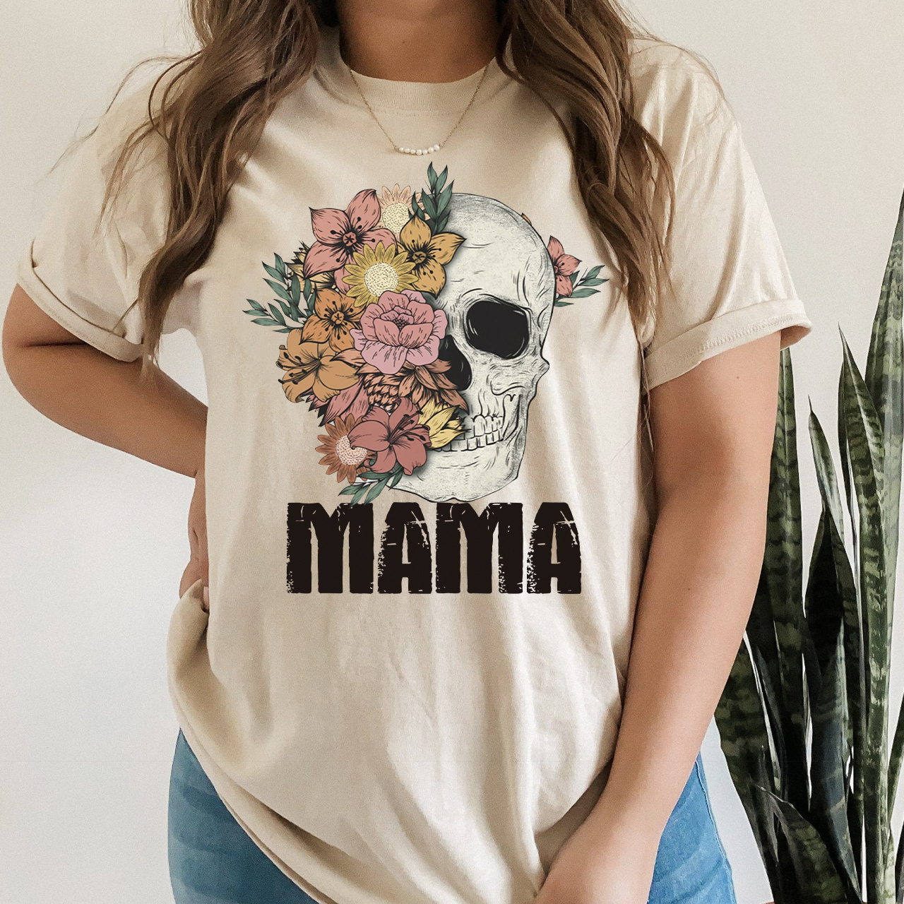 Floral Skull Fall Shirt For Mama